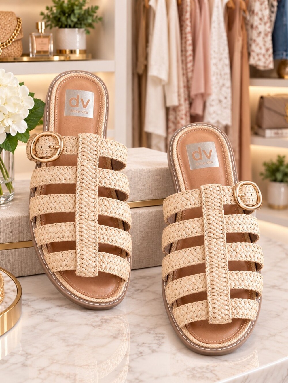 DV by Dolce Vita Fyona Raffia Fisherman Sandals Size 8.5 Never Worn